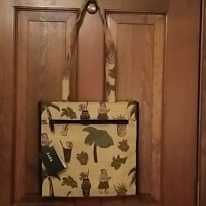 Tropical canvas tote bag.